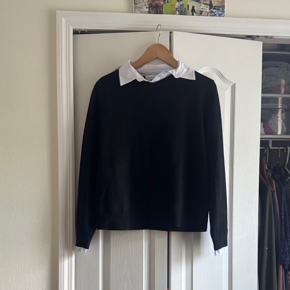 Primark Black Top with White Collar